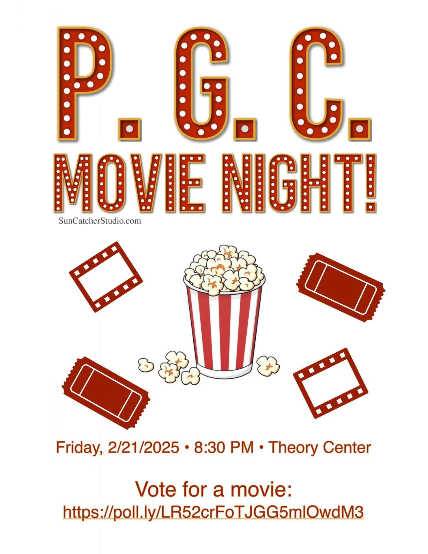 PGC Movie Night! Friday 2/21/2025 8:30 PM Theory Center 