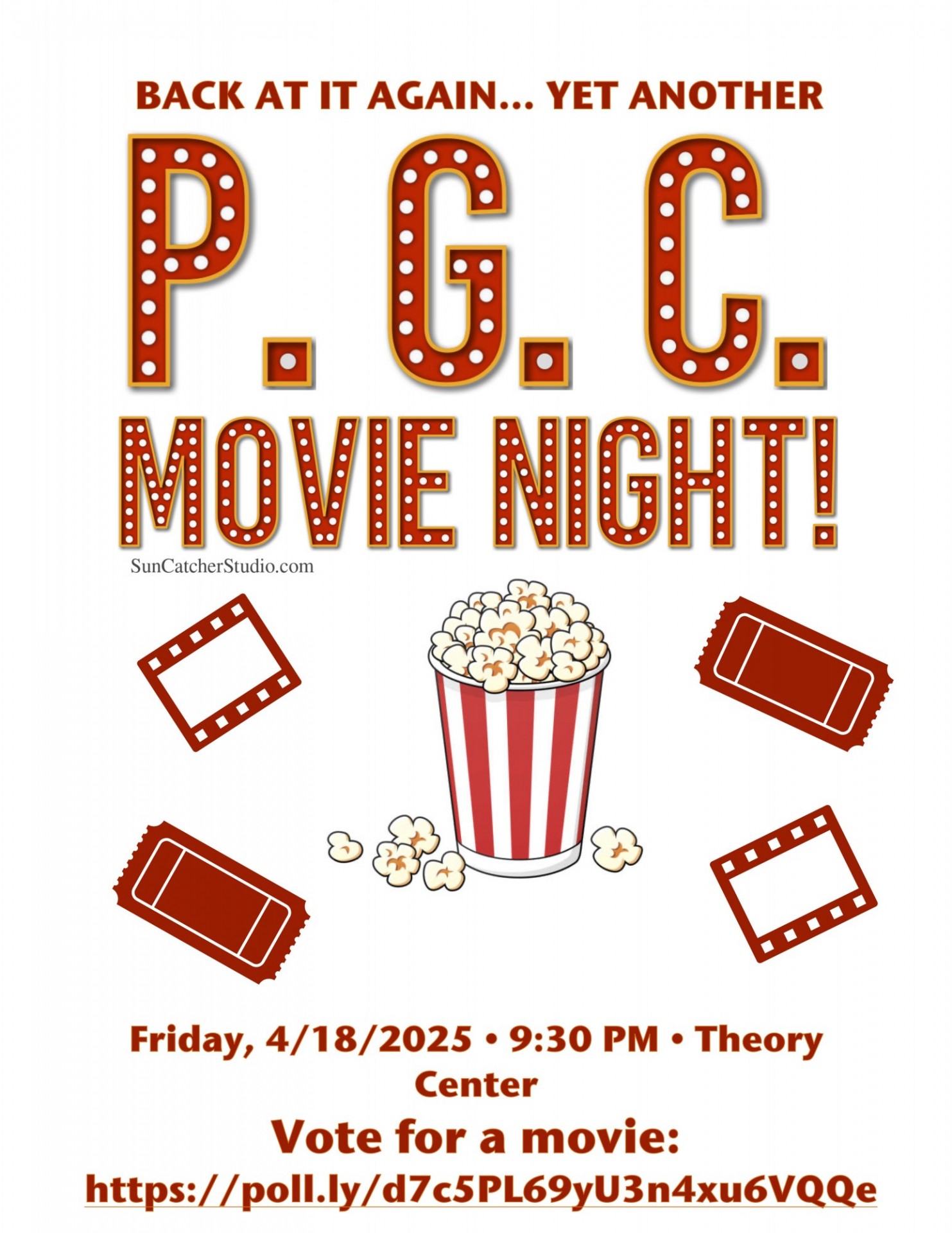Poster advertising the movie night.