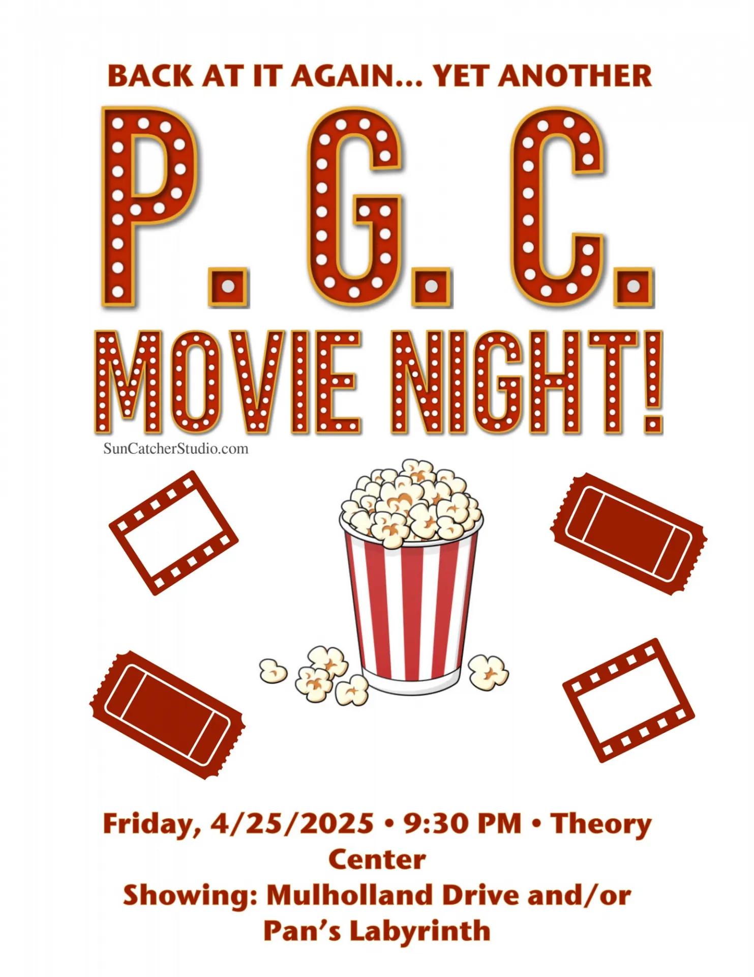 Poster advertising the movie night.