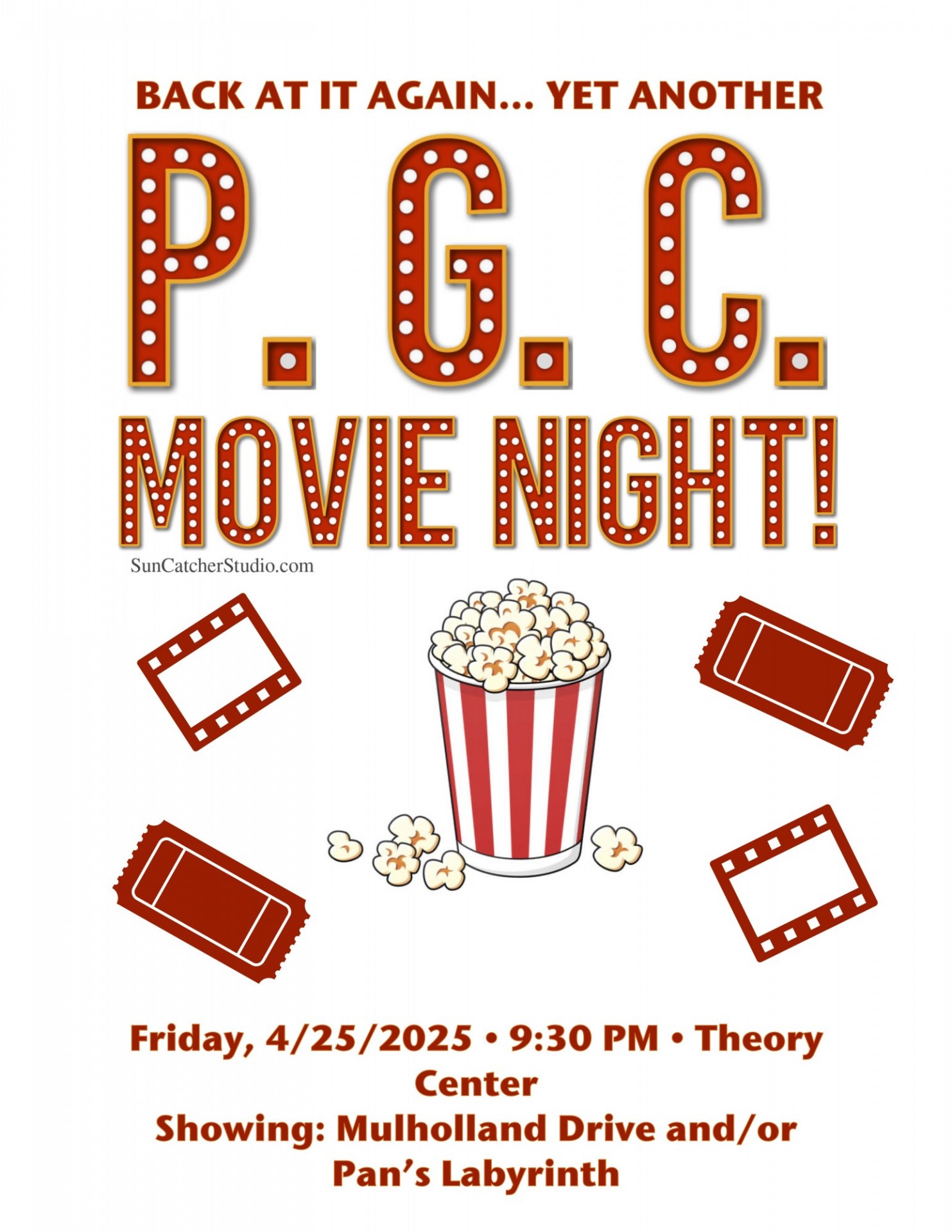 Poster advertising the movie night.