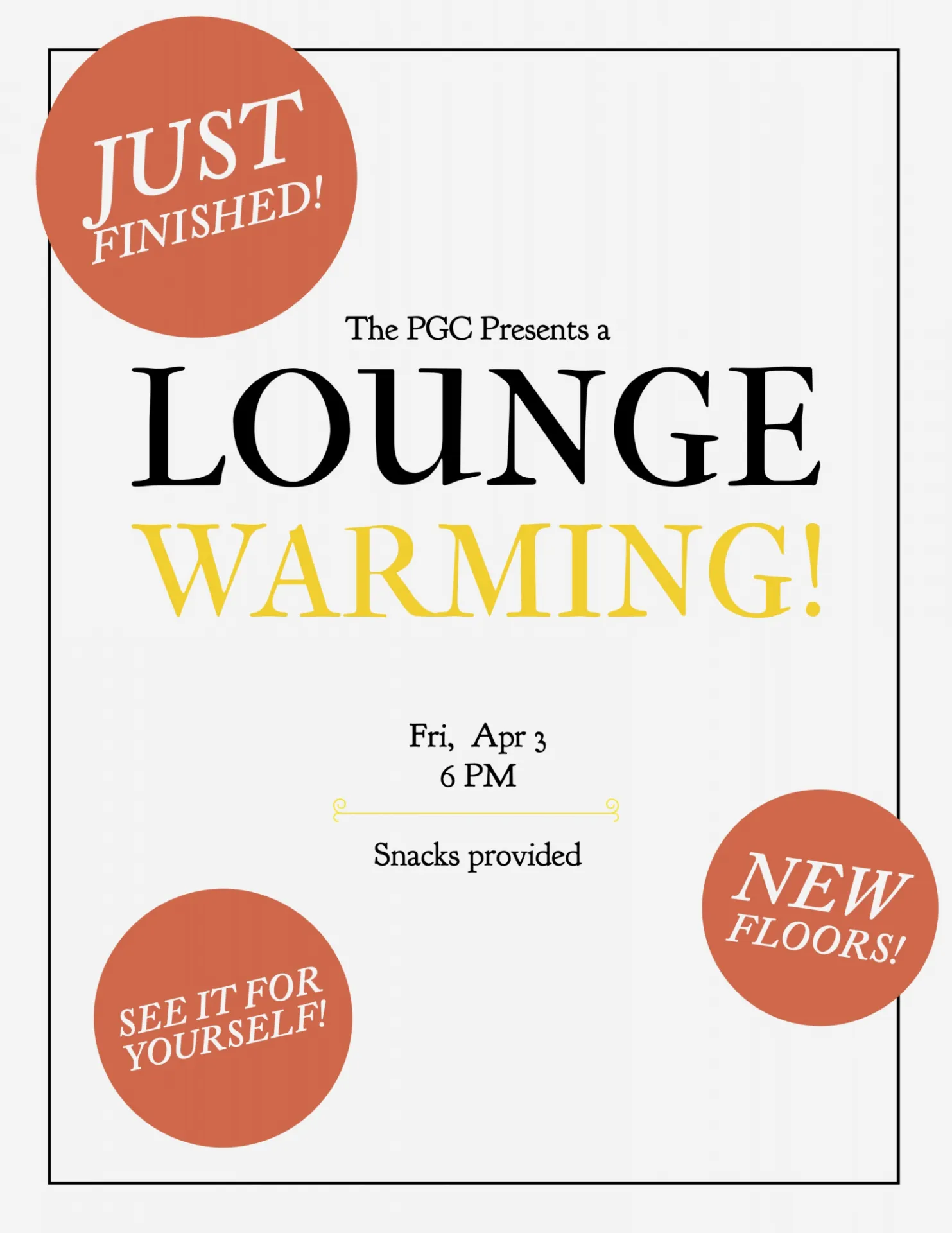 Poster advertising the loungewarming party